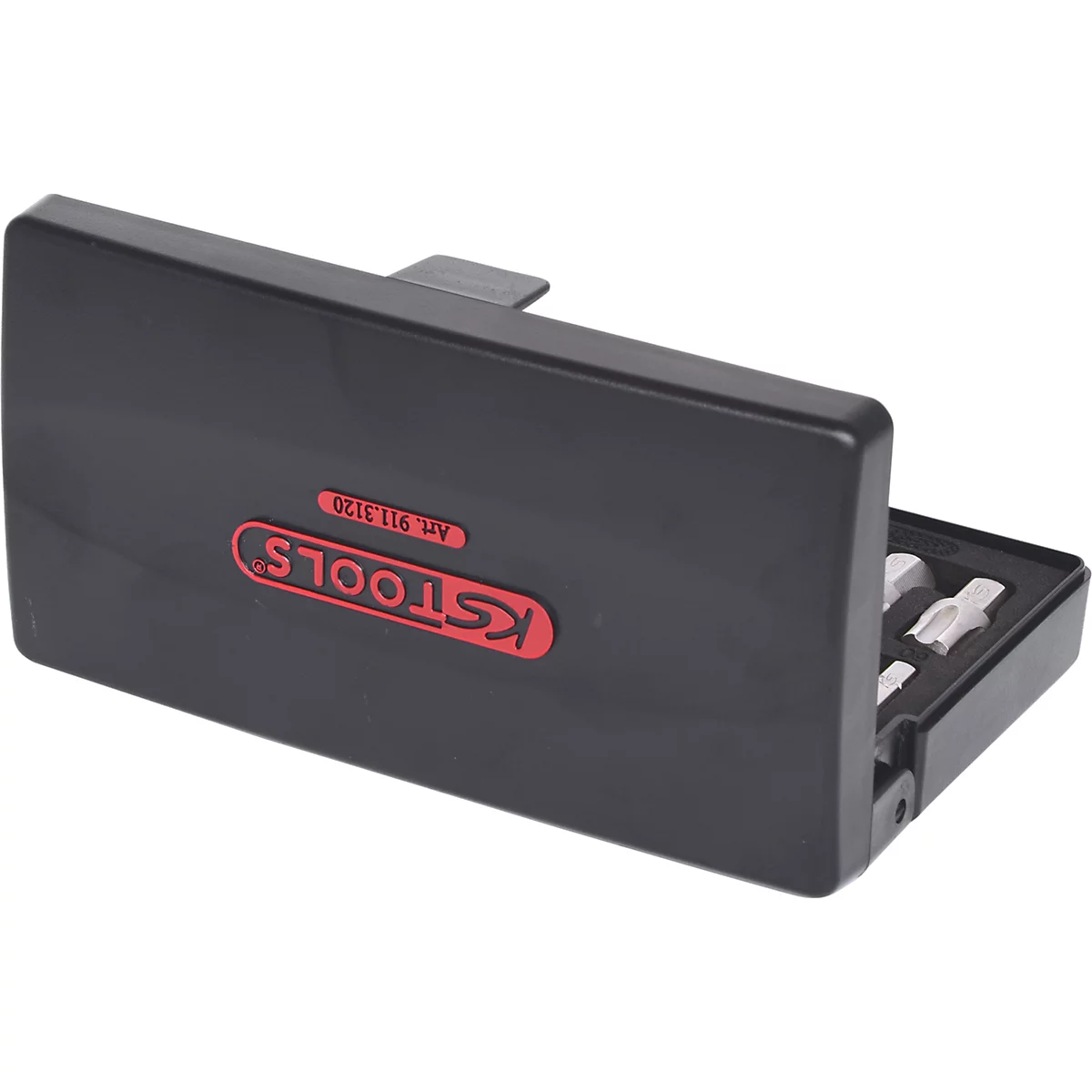 Schwarze Werkzeugbox mit KS TOOLS-Logo und Inbusschlüsseln.